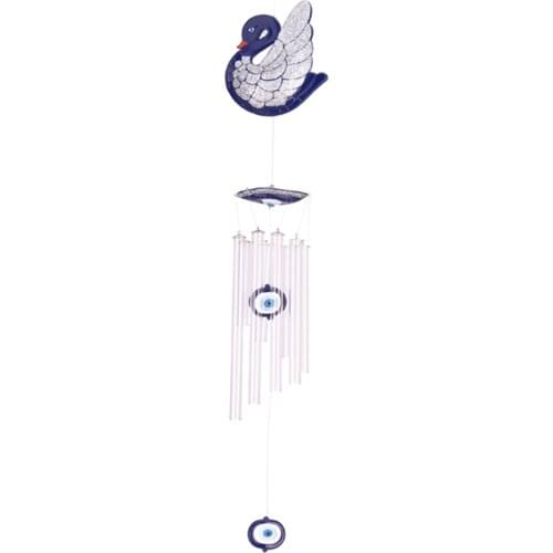 Swan Amulet Door, Wall & Garden Ornament with Evil eye Wind Bell