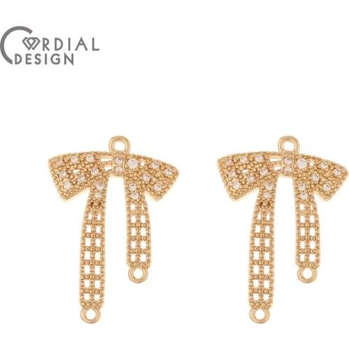 Cordial Design 50Pcs 19*28MM Jewelry Findings & Components/Earring Making/DIY Connectors/CZ Charms/Hand Made/Earring Accessories