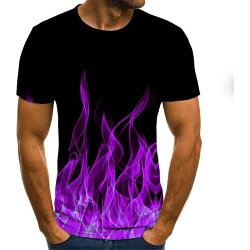 New 3D Printed Purple Flame Smoke Men Women Oversized T-shirt Summer Fashion Casual Kids Boy Girl Novelty Cool T Shirt Tops Tees