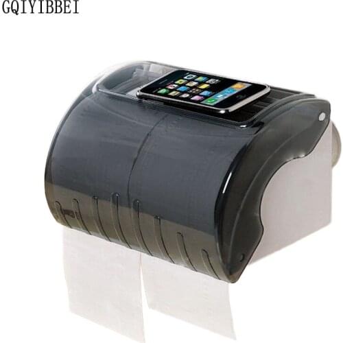 GQIYIBBEI Bathroom Vacuum Sucker Plastic Waterproof Toilet Paper Holder Organizers Roll Paper Box Mobile Phone Rack