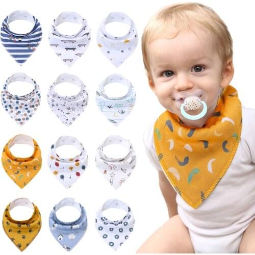2pcs/lot Cotton Baby Boys And Girls Feeding Burp Cloths Triangle Baby Bibs Towel Cute Bandanas Scarf Children Cravat Baby Stuff