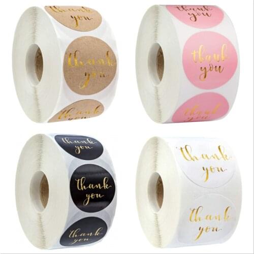 500pcs Round Labels Kraft Paper Thank You Sticker Dragees Candy Bag Flower Gift Box Cake Boxes and Packaging Wedding Stickers