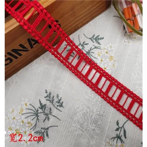 10 Meters/lot 35mm High Quality Embellishment Venice Lace Red Floral Flower Ribbon Sewing Craft Lace Trim