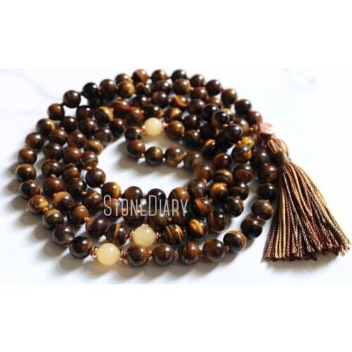MN36764 Tiger Eye Mala Beads Yoga Jewelry Mantra Beads Prayer Beads Japa Mala 108 Mala
