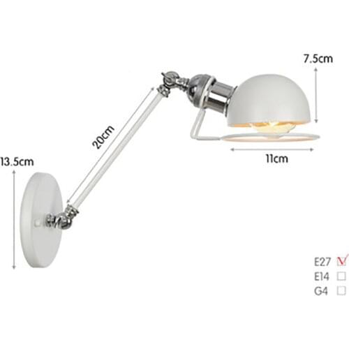 Long Swing Arm Wall Lamp Vintage Bedside Light Home Stair Lighting Study Room Bedroom Lamps Without Bulb