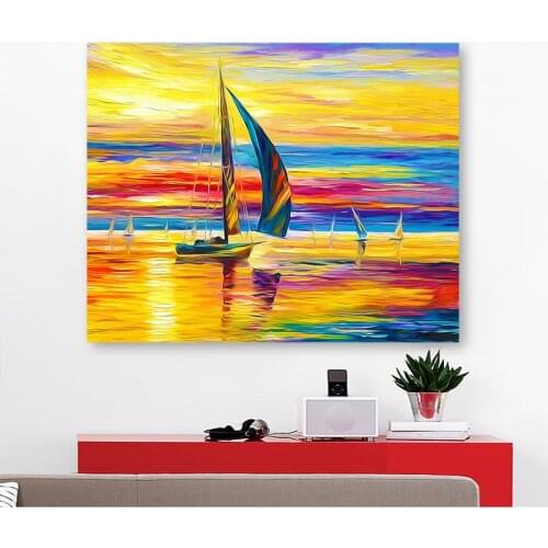 New 5d painting by numbers art paint by number Diy European sunset sailing landscape painting background