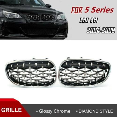 NEW-Front Kidney Grille Grill Chrome Diamond Style for -BMW 5-Series E60 E61 5 Series 520I 535I 550I 2004-2009