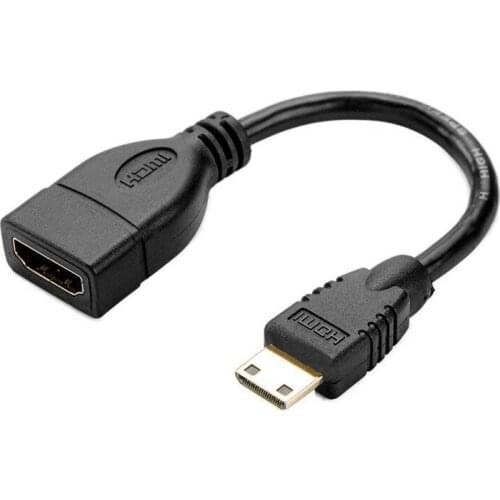 New Mini HDMI to HDMI cable, Cable Creation 0.5ft Mini-HDMI Male to HDMI Female adapter, Support 1080P Full HD, 3D, 0.15M, Black