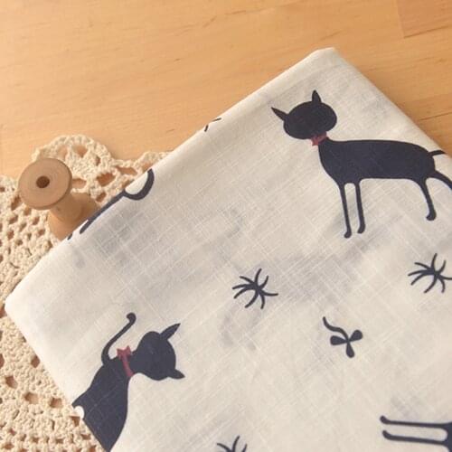 Slub Cotton Fabric Printing Cat Cotton Cloth For jacket clothing skirt tablecloth curtain fabric
