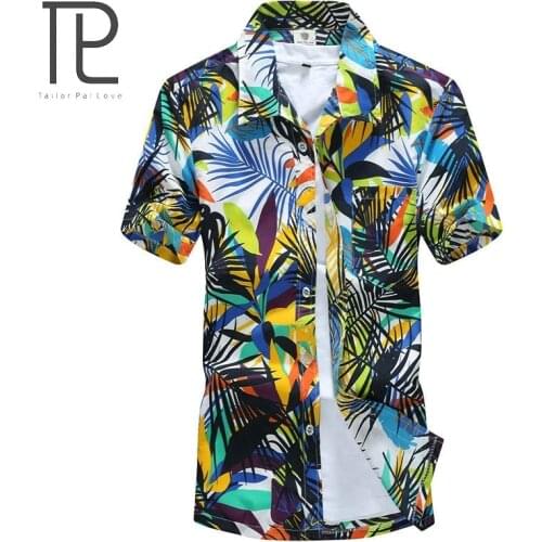 Tailor Pal Love Summer Men Shirt Short Sleeve Casual Beach Shirts with Floral Printing soft and comfortable