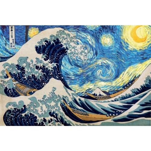 Custom The Starry Night Van Gogh Poster Classical Cloth Fabric Poster For Bedroom Silk Poster Canvas Poster 27X40cm,30X45cm