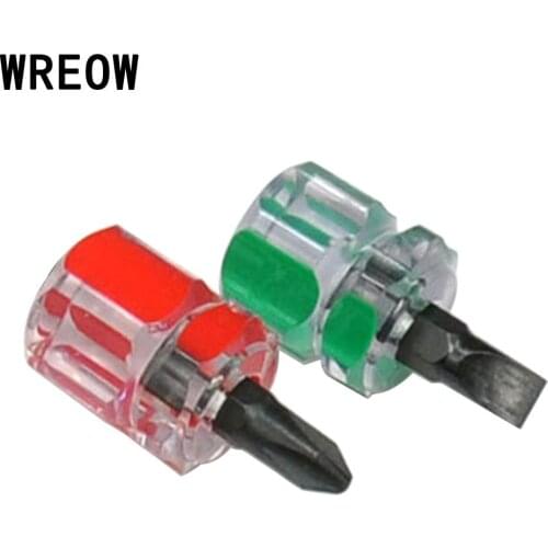Durable 2pc/set High Hardness chrome vanadium Portable Micro Mini Stubby Slotted Screwdriver Tool Tackle Green/Red