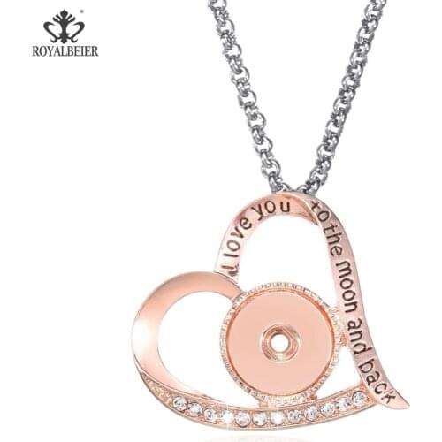 RoyalBeier 2019 Womens Fashion Joker Necklace Button Pendant DIY Fine Jewelry for 18mm Snap Jewelry Gift for Friends XL0218