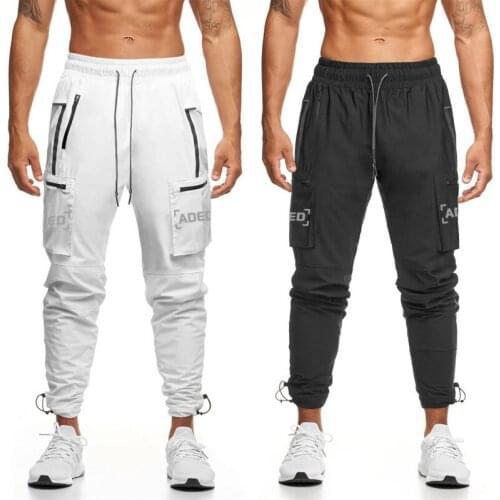 New Towel Button Luminous Sweatpant Men Multifunctional Pocket Joggers Gym Sportwear Hip Hop Pants Workout Streetwear Plus Size