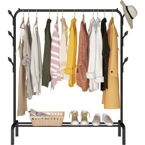Floored Drying Rack Pole Style Coat Hanger Indoor Metal Clothing Rack Home Bedroom Storage Wardrobe Clothing Balcony Coat Rack