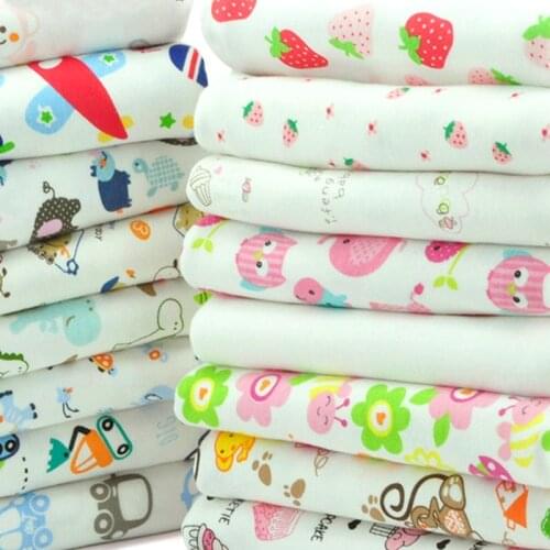 Buulqo Printed cartoon cotton knitted fabric by half meter cotton jersey fabric for baby clothing making 50x170cm