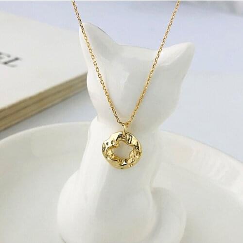 Amaiyllis S925 Sterling Silver Round Hollow Necklace Pendant Personality Clavicle Chain Necklace For Women Party Jewelry