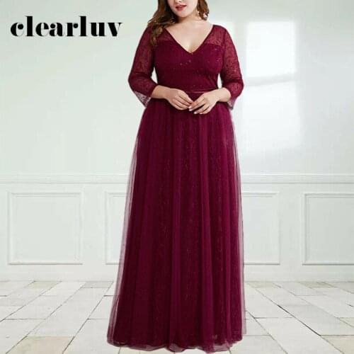 Crepe A-Line Women Party Dress DR1543 Deep V-Neck Sexy Evening Dresses Solid Lace Vestidos De Fiesta Long Sleeve Robe De Soiree