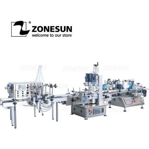 ZONESUN ZS-FAL180D Automatic Production Line Oil Milk Hand Sanitizer Plastic Bottle Liquid Soap Filling Capping Labeling Machine