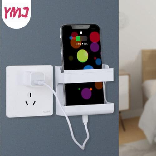1PC Wall Mounted Organizer Storage Box Mobile Phone Plug Holder Stand Container Rack Remote Control Air Conditioner Storage Case