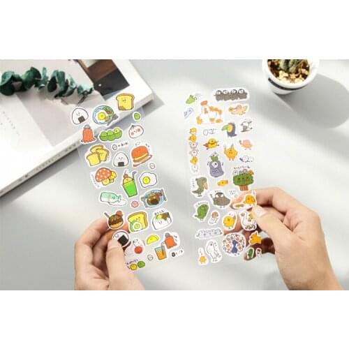 2pcs Lovely animals food Stickers DIY Diary Scrapbook Notebook Album Cup Phone Decor Sticker Stationery School Supplies