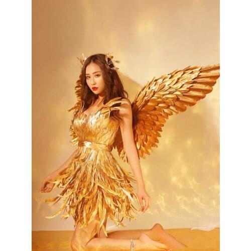 2021 Popular Gold Feather Wings Feather DIY Serious Performance Cosplay Props Wedding Photograph