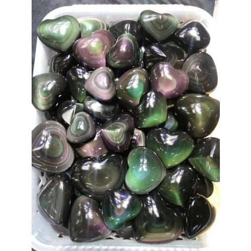 50mm natural colorful rainbow obsidian heart Healing Crystals Very beautiful stones and minerals Rainbow obsidia From Madagascar