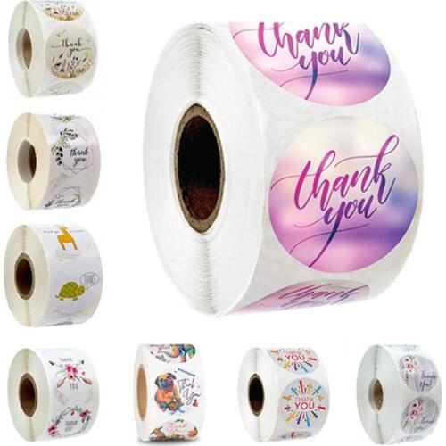 Sales Promotion 500pc/Roll Multiple Styles Floral Thank You Sticker for seal label Scrapbooking Baking Decor Stationery sticker
