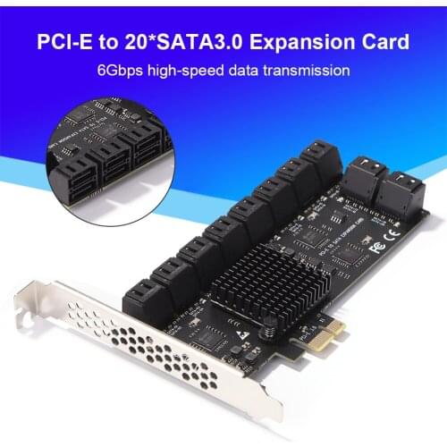 SA3112J PCIE Adapter 20 Port PCI-Express X1 To SATA 3.0 Controller Expansion Card 6Gbps High Speed For Desktop PC Workstations