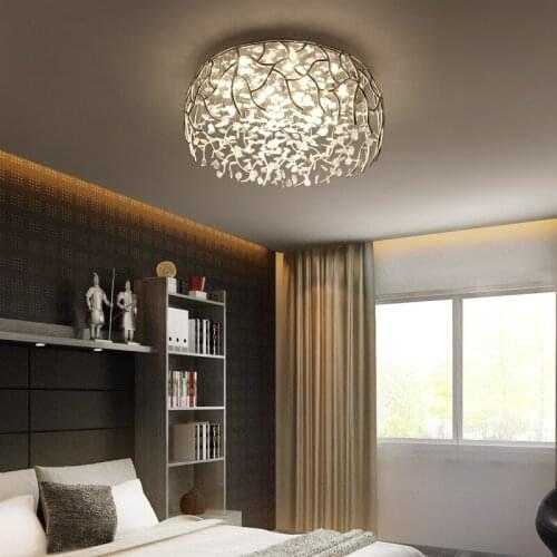 Atmosphere Creative Stainless Steel Flower Led Ceiling Light Nordic Romantic Chrome Crystal Kitchen Living room Bedroom Lighting