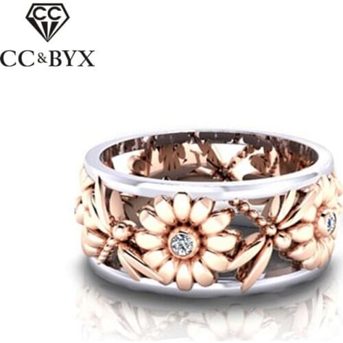 CC Trendy Jewelry Rings For Women Creative Sunflower Chrysanthemum Ring Bridal Engagement Wedding Jewelen Cincin Wanita CC2040