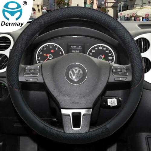 For VW Eos Car Steering Wheel Cover Leather Sport Anti-Slip 100% DERMAY Brand Volkswagen Auto interior Accessories