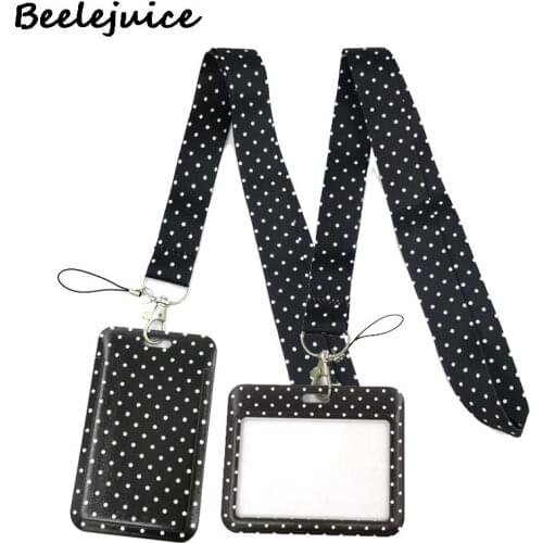 Black spot Wave PointArt Cartoon Anime Fashion Lanyards Bus ID Name Work Card Holder Accessories Decorations Kids Gifts