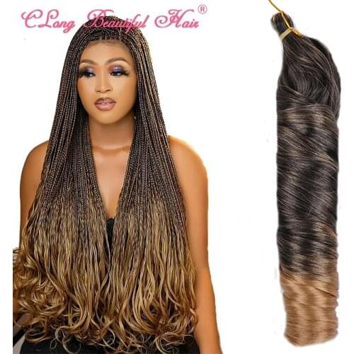 CLong Yaki Pony Style Wavy Crochet Braid Spiral Loose shiny Silky Wave Hair French Curls Synthetic Curly Braiding Hair