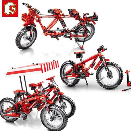 Sembo Technical Bicycle Bikes City Mountain Biking Model Building Blocks Kit DIY Educational Toys Children Classic MOC