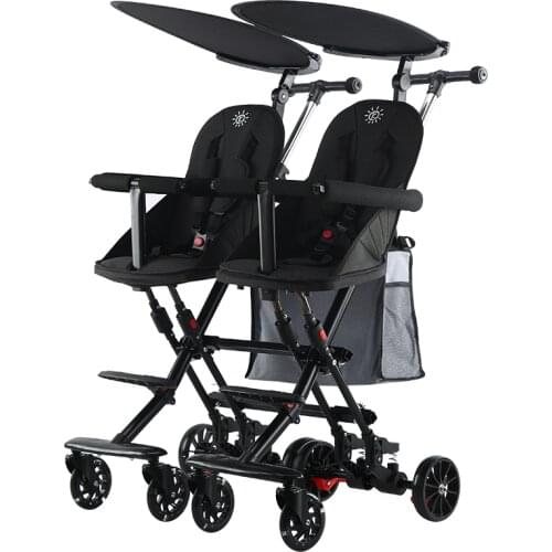 Double Twin Baby Walking Tool Children Foldable Lightweight Split Infant Baby Second Child with Baby Trolley