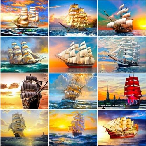 Evershine Diamond Embroidery Ship Diamond Painting Landscape Cross Stitch Kit Full Square Rhinestone Picture Handicrafts Gift