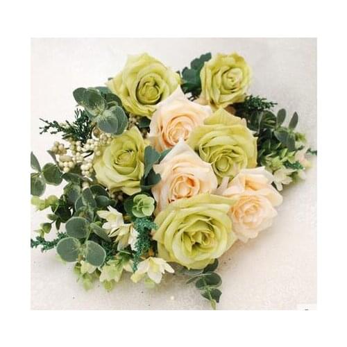 Europeanism artificial Canvas colour roseFlowers 49cm length with six big flowers good quality silk handmade flower