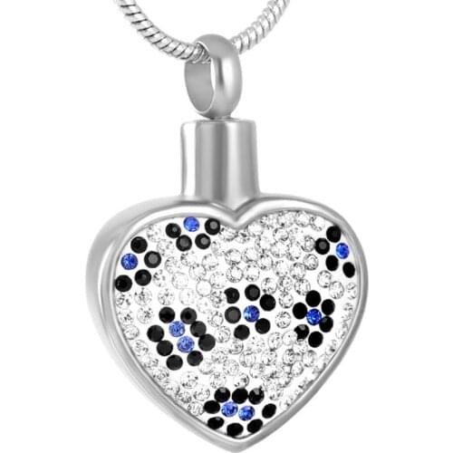 IJD9148 Stainless Steel Cremation Multicolor Inlay Crystal Heart Shaped Casket Ashes Necklace Commemorative Jewelry