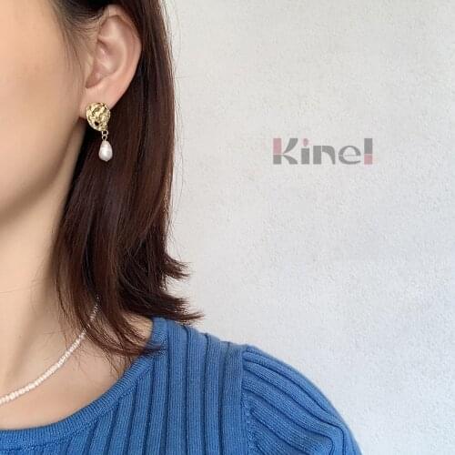 Kinel 100% 925 Sterling Silver Natural Baroque Pearl Earrings 18K Gold Top Quality Boho Jewelry Silver Earrings for Women