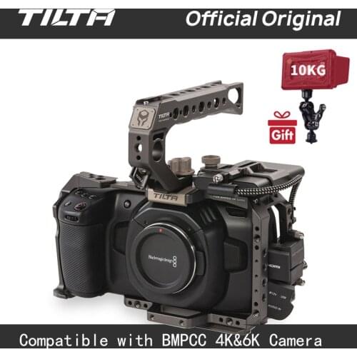 Tilta BMPCC 4K/6K Cage TA-T01-B-G Full Camera Cage SSD Drive Holder Top Handle for BMPCC 4K Camera Basic Kit (Color Tilta Gray)