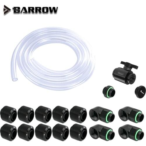 Barrow Fitting Kit use Soft Pipe Hand Compression Connector Joint + Hose Tube + Switch Water Cooling Accessories Fitting