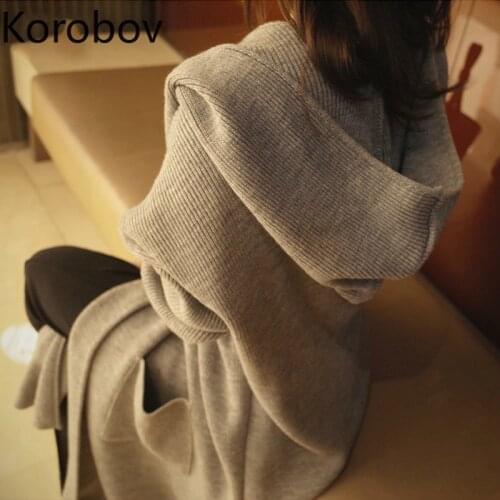 KOROBOV Women's Cardigans With A Hood