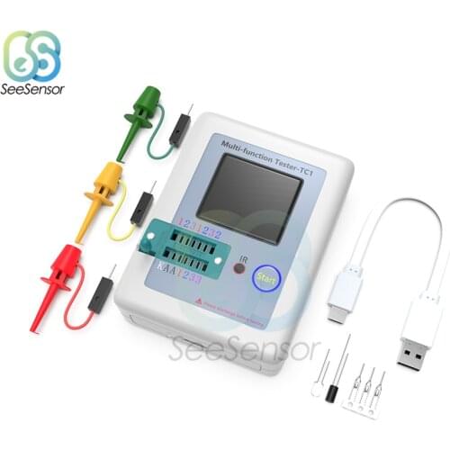 LCR-TC1 Transistor Tester Multimeter TFT Diode Triode Capacitance Meter LCR ESR Meter NPN PNP MOSFET IR Multifunction Tester