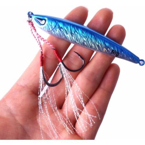 Metal Jigging Lead Fish 1Pcs Double Hooks 8.7cm 80g Shore Casting Bait Squid Sea Fishing