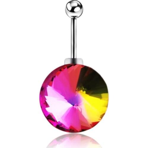 Fashion Luxury color Zircon Flower Petal Navel Piercing Bell Button Rings Navel Body Belly Piercing Body Jewelry for Women