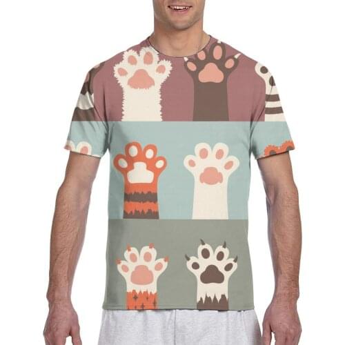 2020 Mens T shirts Fashion New Summer Mens Short Sleeve T-shirt Casual Cartoon Animal Cat Paws Coins Tshirt