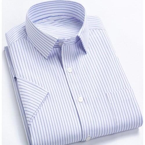 Men Shirt Striped Anti-wrinkle Social Anti-wrinkle Men Shirt for Work