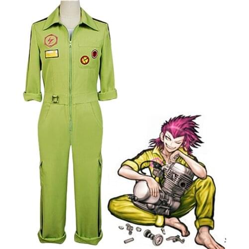 New Kazuichi Souda Cosplay Costumes Full Set Outfit Super Danganronpa Cos Overalls Rompers For Women Men Halloween Jumpsuit wigs