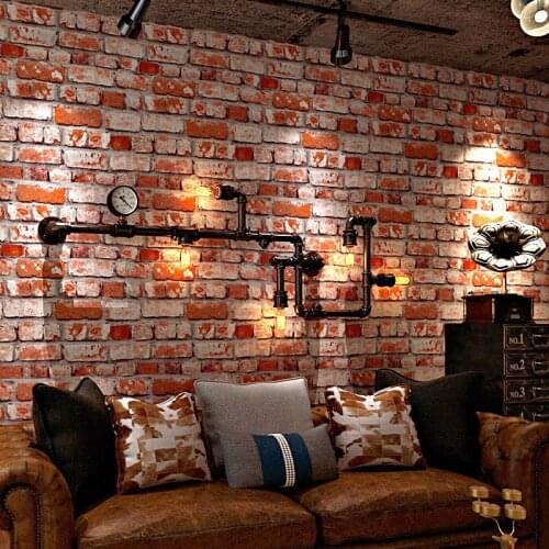 Retro Nostalgic Imitation Brick Pattern Brick Wallpaper Cement Loft Graffiti Industrial Wind Internet Cafe American Red Brick